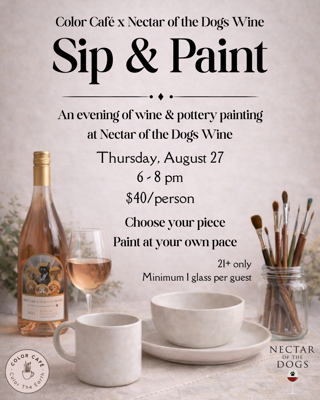 Sip & Paint @ Nectar of the Dogs Winery - August edition
