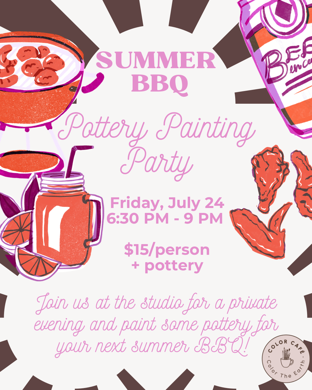 Summer BBQ Pottery Painting Party